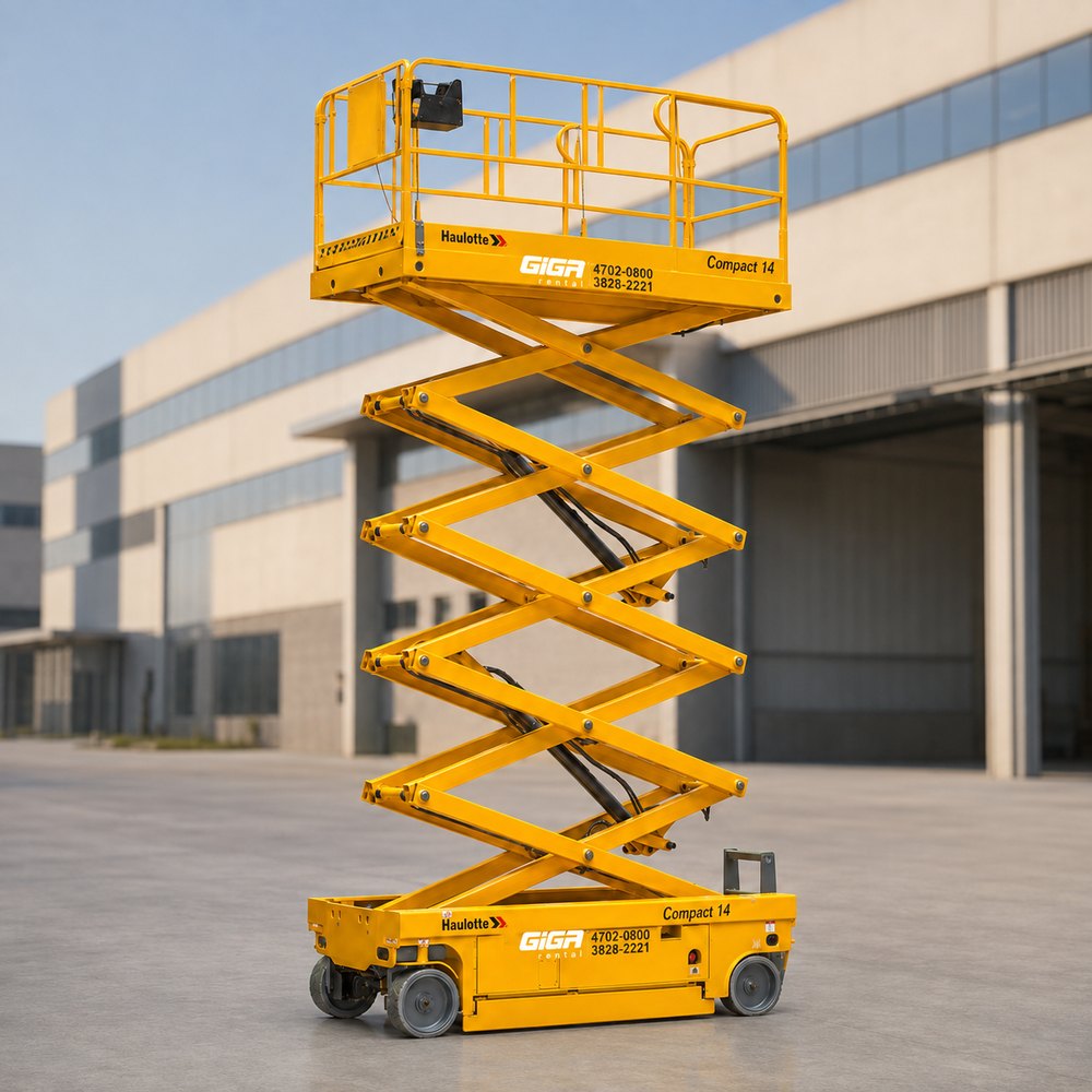 Plataforma tesoura Haulotte COMPACT 14 da frota GIGA RENTAL